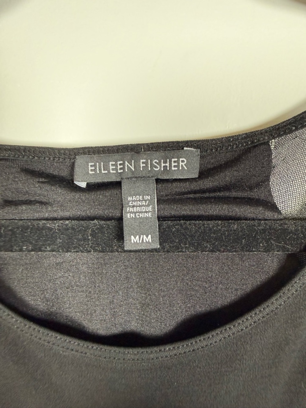 EILEEN FISHER | Black 100% Silk Mesh Shoulder Shift Dress Size M - Picture 2 of 5
